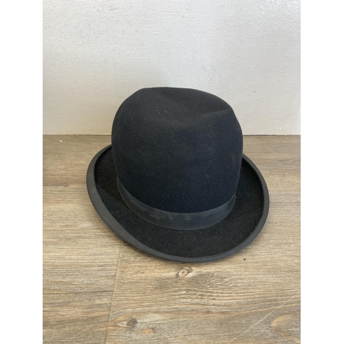 2120 - Five early 20th century hats, one F.W Knowles top hat, Christys' of London top hat, J.R. Plimbley, C... 