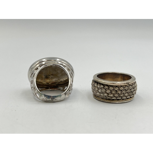 2005 - Two QVC hallmarked Birmingham .925 silver rings, one size Q and one size N - approx. gross weight 26... 