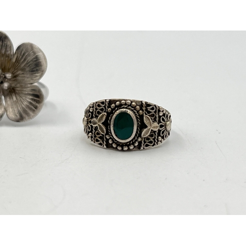 2010 - Five .925 silver rings to include turquoise, tanzanite etc. - approx. gross weight 24g