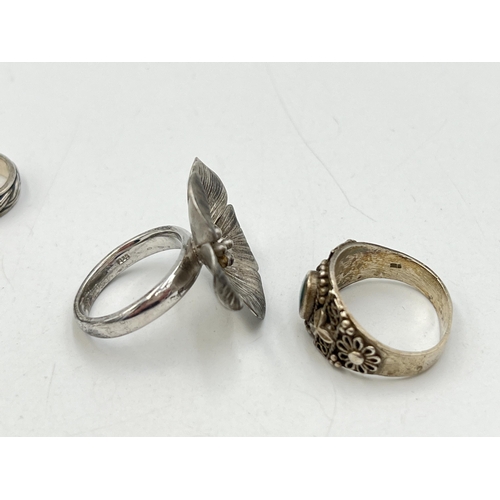 2010 - Five .925 silver rings to include turquoise, tanzanite etc. - approx. gross weight 24g