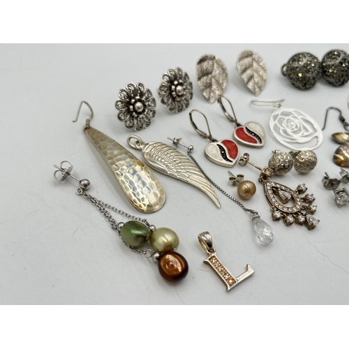 2014 - A collection of .925 silver and white metal jewellery to include .925 silver and coral heart shaped ... 