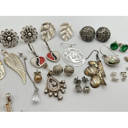 2014 - A collection of .925 silver and white metal jewellery to include .925 silver and coral heart shaped ... 