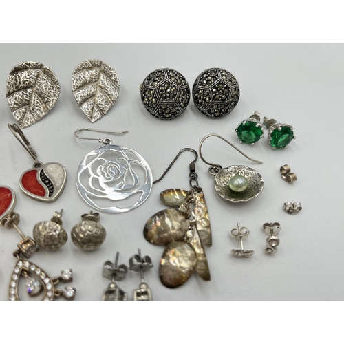 2014 - A collection of .925 silver and white metal jewellery to include .925 silver and coral heart shaped ... 