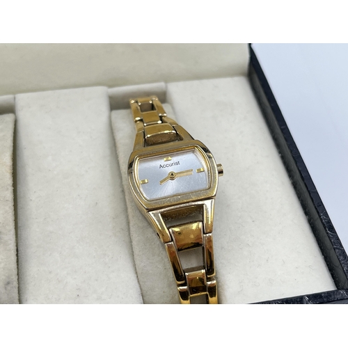 2017 - A boxed Accurist yellow metal lady's bracelet and wristwatch set