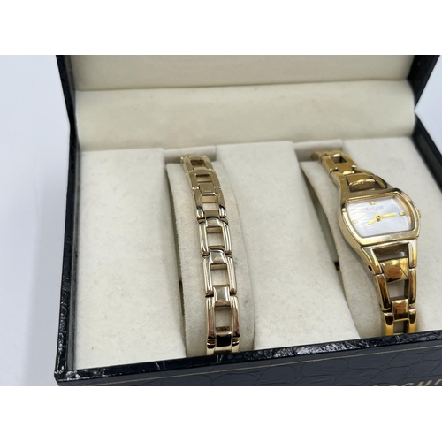 2017 - A boxed Accurist yellow metal lady's bracelet and wristwatch set