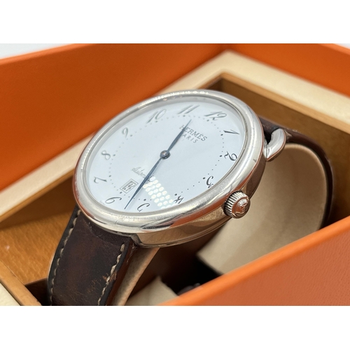 2021 - A boxed Hermès Arceau stainless steel automatic men's wristwatch with instruction manual, internatio... 