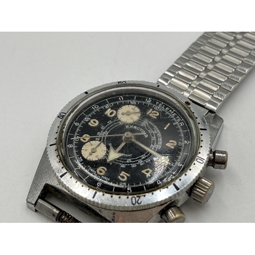 2038 - A mid 20th century Exactima Telemeter manual wind chronograph men's wristwatch