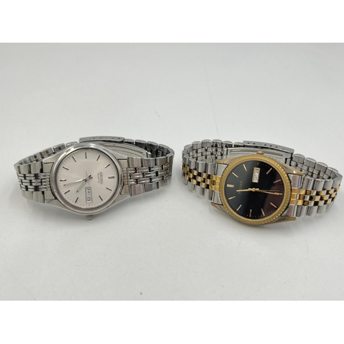 2039 - Two quartz men's wristwatches, one Pulsar V733-X029 and one Seiko 7N43-9011 Day/Date