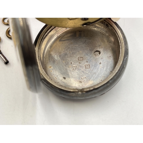 2042 - A Victorian hallmarked Chester silver cased key wind open face pocket watch, dated 1895 - approx. gr... 