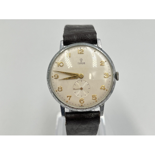 2044 - A vintage Tudor stainless steel cased manual wind 34mm men's wristwatch - ref no. 1754