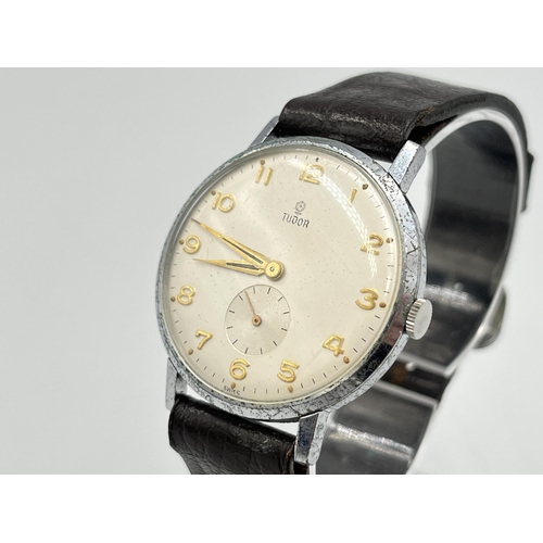 2044 - A vintage Tudor stainless steel cased manual wind 34mm men's wristwatch - ref no. 1754