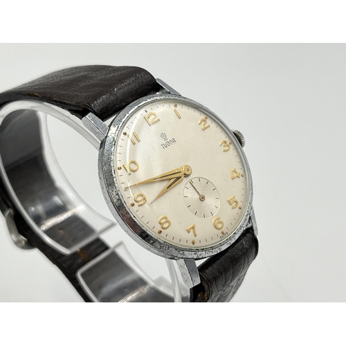 2044 - A vintage Tudor stainless steel cased manual wind 34mm men's wristwatch - ref no. 1754