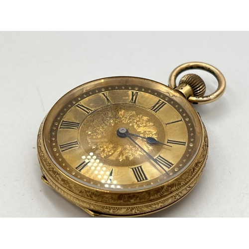 2045 - A Victorian 18ct gold cased hand wind open face lady's pocket watch - approx. gross weight including... 