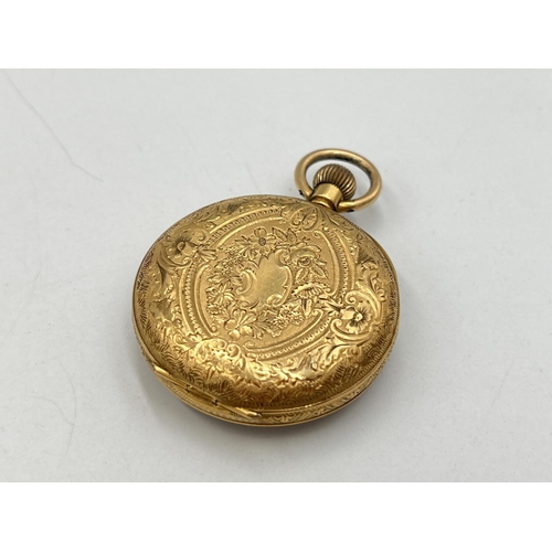 2045 - A Victorian 18ct gold cased hand wind open face lady's pocket watch - approx. gross weight including... 