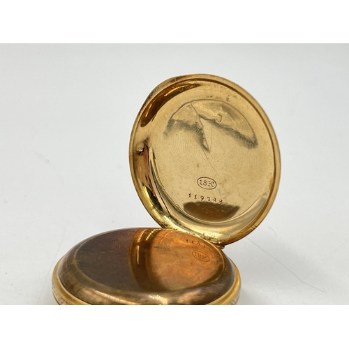 2045 - A Victorian 18ct gold cased hand wind open face lady's pocket watch - approx. gross weight including... 