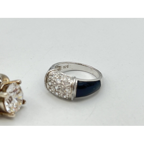 2064 - Six .925 silver dress rings to include CZ, pink coral etc. - approx. gross weight 38.5g