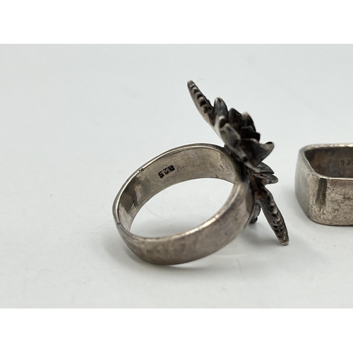 2067 - Three .925 silver dress rings - approx. gross weight 19.5g