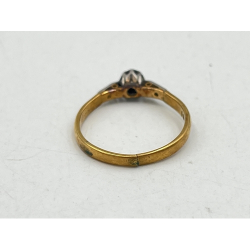 2072 - An 18ct gold and platinum diamond solitaire ring with diamond set shoulders, size P½ - approx. gross... 