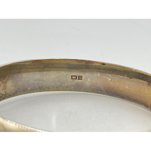 2077 - A C.P.S Jewellery Co. Ltd. hallmarked Birmingham sterling silver foliate etched bangle, dated 1970 -... 