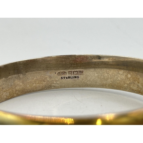 2077 - A C.P.S Jewellery Co. Ltd. hallmarked Birmingham sterling silver foliate etched bangle, dated 1970 -... 