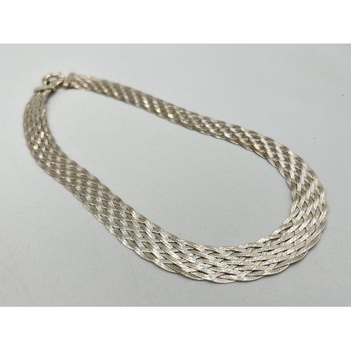 2079 - A Milor .925 silver woven necklace and bracelet set - approx. gross weight 49.8g