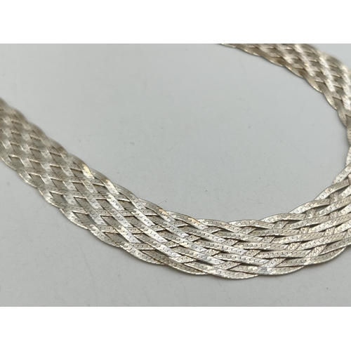 2079 - A Milor .925 silver woven necklace and bracelet set - approx. gross weight 49.8g