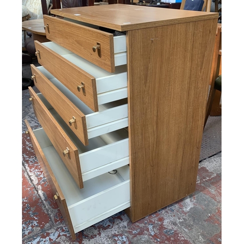 130 - A Schreiber teak effect chest of drawers - approx. 95cm high x 80cm wide x 44cm deep