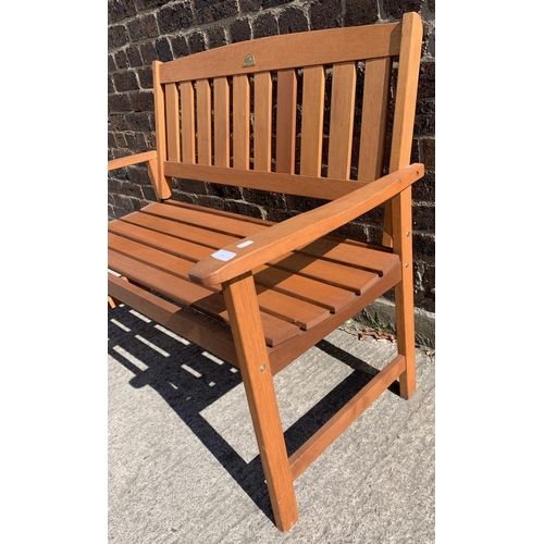 142 - A Rowlinson Garden Products Ltd teak garden bench with side table - approx. 91cm high x 120cm wide x... 