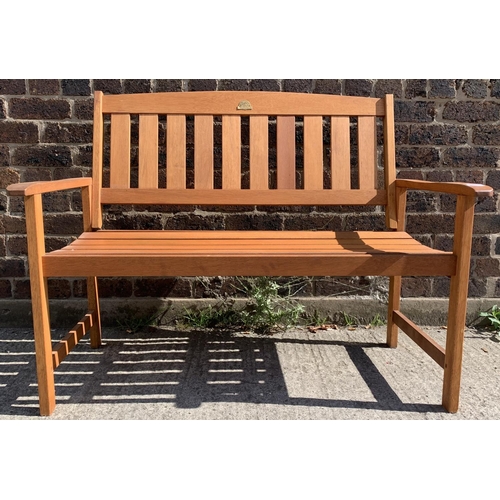 142 - A Rowlinson Garden Products Ltd teak garden bench with side table - approx. 91cm high x 120cm wide x... 