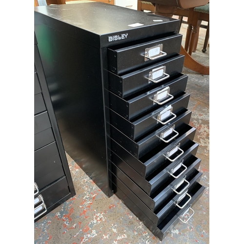 165 - A Bisley black metal ten drawer office filing cabinet - approx. 59.5cm high x 28cm wide x 48cm deep