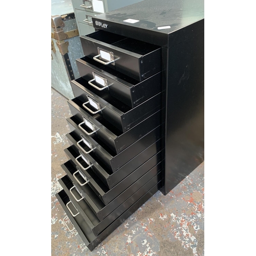 166 - A Bisley black metal ten drawer office filing cabinet - approx. 59.5cm high x 28cm wide x 48cm deep