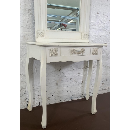 174 - Two pieces of French style white painted furniture, one console table - approx. 79cm high x 80cm wid... 