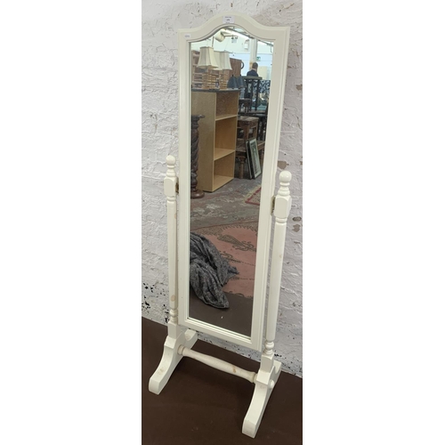 175 - A modern white painted cheval mirror - approx. 152cm high