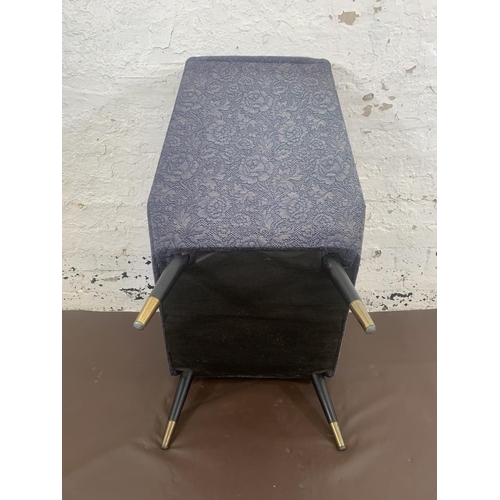 58 - A mid 20th century blue fabric upholstered bedroom chair on atomic supports - approx. 84cm high x 55... 