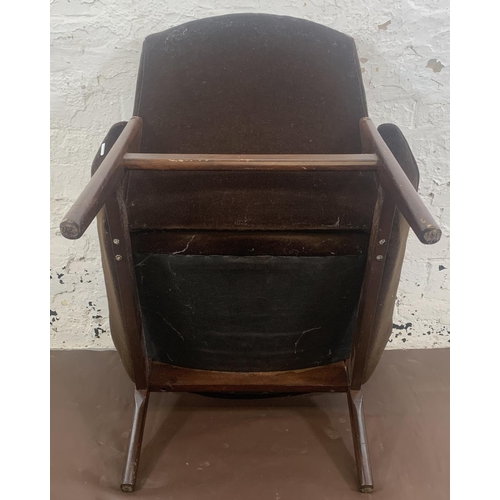 67 - A mid 20th century Parker Knoll PK908/9/10 teak and brown fabric upholstered armchair