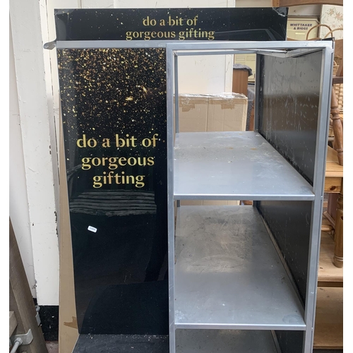 78 - A modern plastic and metal shop display shelving unit - approx. 160cm high x 60cm wide x 60cm deep