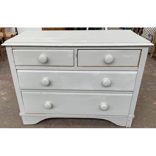 88 - A Victorian painted pine chest of drawers - approx. 77cm high x 102cm wide x 45cm deep