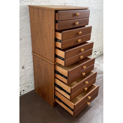 10 - A John Austin Furniture Ltd teak chest of drawers - approx. 111cm high x 51cm wide x 40cm deep