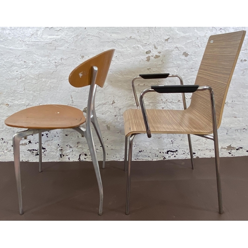 109 - Two bentwood and chrome plated dining chairs, one mid 20th century and one modern