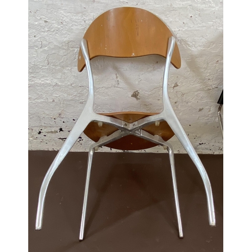 109 - Two bentwood and chrome plated dining chairs, one mid 20th century and one modern