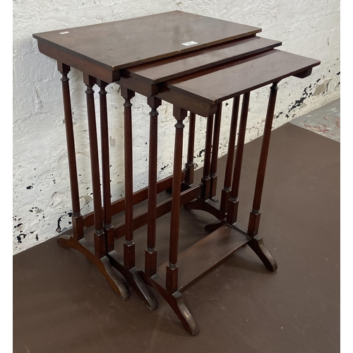 111 - An Edwardian style mahogany nest of tables - approx. 67cm high x 51cm wide x 32.5cm deep