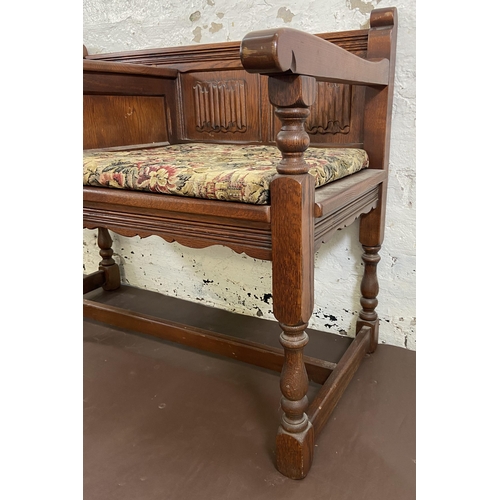 117 - Two pieces of Old Charm carved oak furniture, one telephone table - approx. 75cm high x 92cm wide x ... 