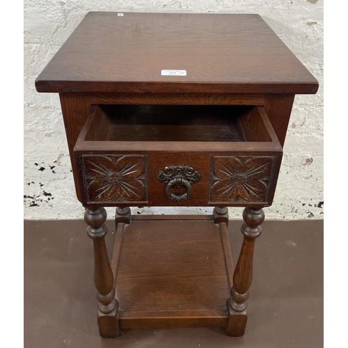 117 - Two pieces of Old Charm carved oak furniture, one telephone table - approx. 75cm high x 92cm wide x ... 