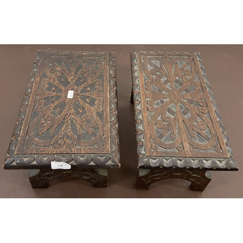 118 - Two late 19th/early 20th century carved oak stools - largest approx. 18cm high x 24cm wide x 37cm lo... 