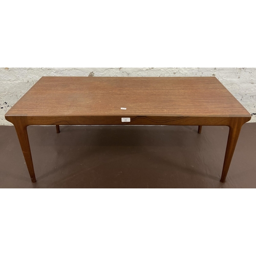 120 - A mid 20th century teak rectangular coffee table - approx. 42cm high x 46cm wide x 106cm long