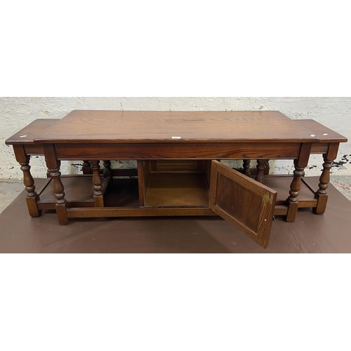 122 - An Old Charm carved oak nest of three tables - approx. 46cm high x 51cm wide x 122cm long