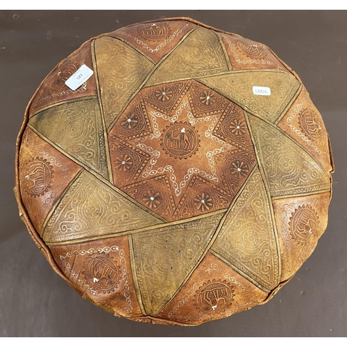 125 - A mid 20th century Moroccan leather circular footstool