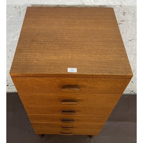 14 - A mid 20th century G Plan Quadrille teak chest of drawers - approx. 115.5cm high x 50cm wide x 46cm ... 