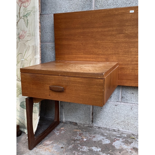 17 - A mid 20th century G Plan Quadrille teak headboard with two fitted bedside tables - approx. 92cm hig... 