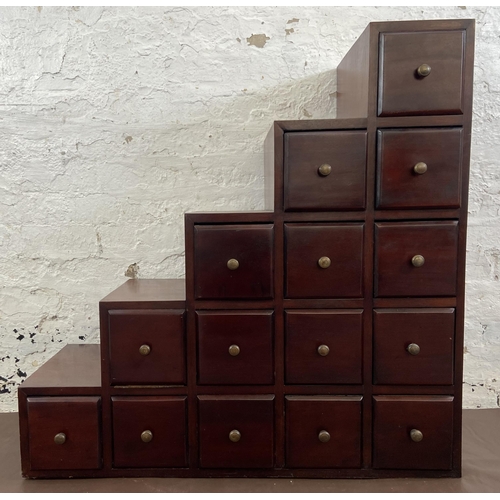 19 - A mahogany five step chest of drawers - approx. 93cm high x 93cm wide x 36cm deep